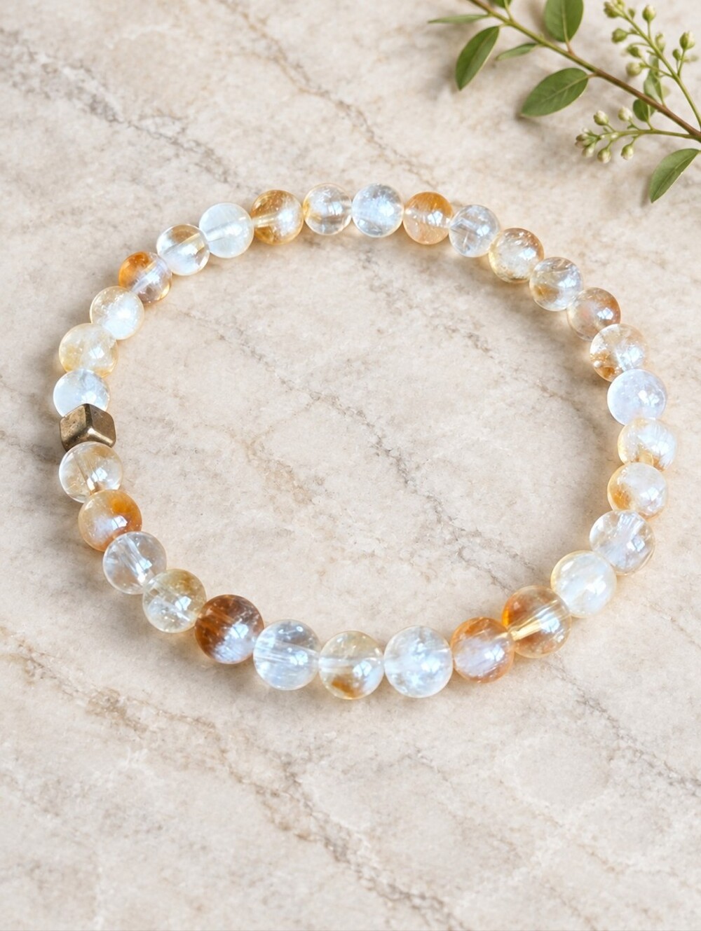 Citrine Beaded Stretch Bracelet | Handmade